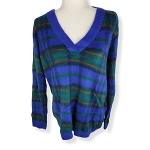 NWT St. John's Bay Blue Plaid sweater size Medium